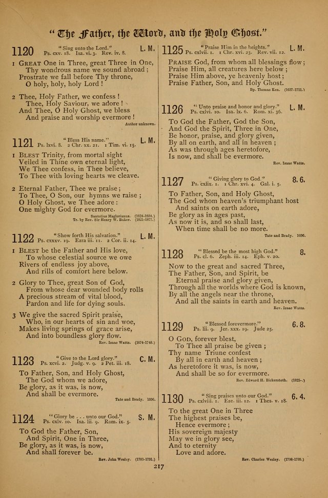 The Clifton Chapel Collection of "Psalms, Hymns, and Spiritual Songs": for public, social and family worship and private devotions at the Sanitarium, Clifton Springs, N. Y. page 217