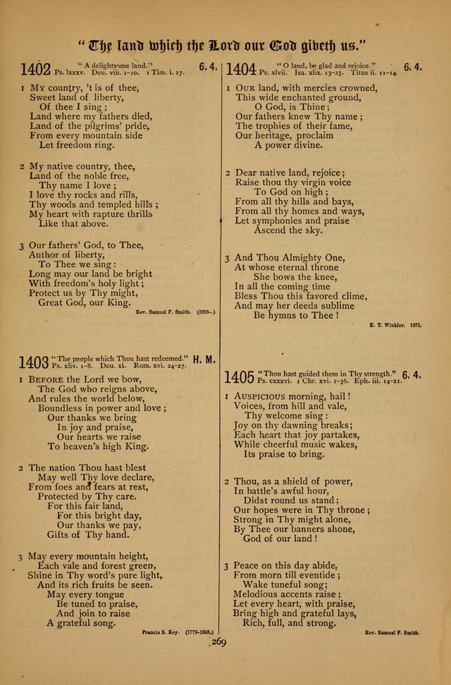 The Clifton Chapel Collection of "Psalms, Hymns, and Spiritual Songs": for public, social and family worship and private devotions at the Sanitarium, Clifton Springs, N. Y. page 269