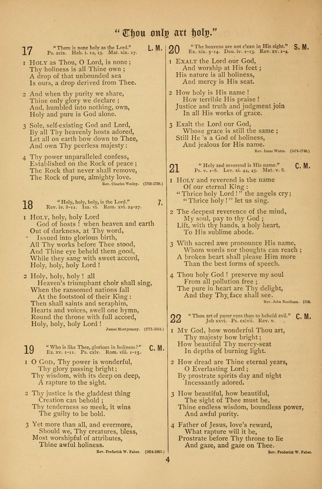 The Clifton Chapel Collection of "Psalms, Hymns, and Spiritual Songs": for public, social and family worship and private devotions at the Sanitarium, Clifton Springs, N. Y. page 4