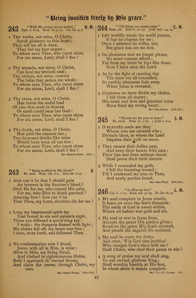 The Clifton Chapel Collection of "Psalms, Hymns, and Spiritual Songs": for public, social and family worship and private devotions at the Sanitarium, Clifton Springs, N. Y. page 45