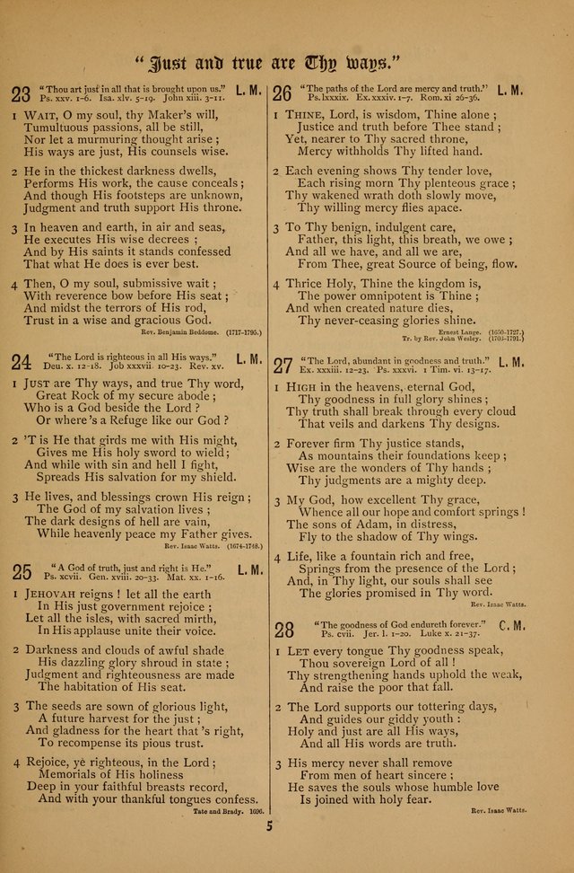 The Clifton Chapel Collection of "Psalms, Hymns, and Spiritual Songs": for public, social and family worship and private devotions at the Sanitarium, Clifton Springs, N. Y. page 5