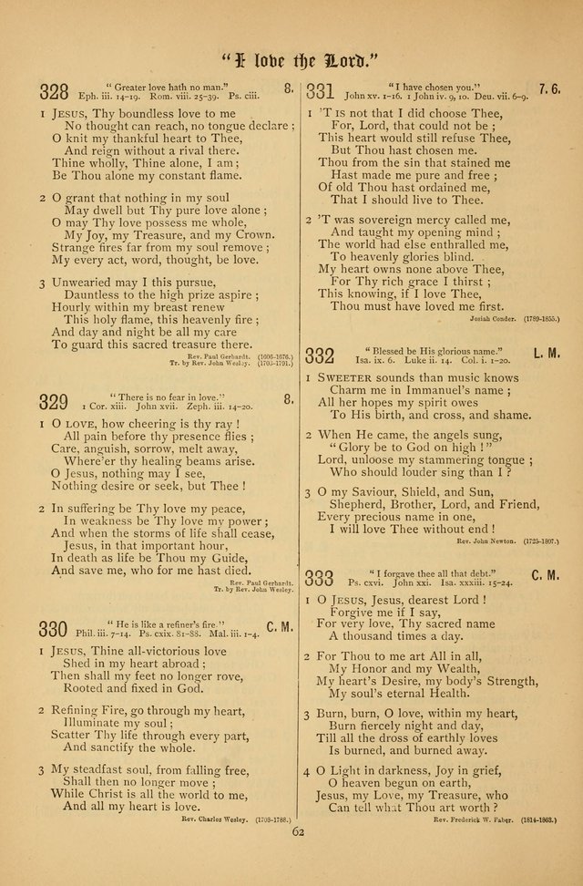 The Clifton Chapel Collection of "Psalms, Hymns, and Spiritual Songs": for public, social and family worship and private devotions at the Sanitarium, Clifton Springs, N. Y. page 62