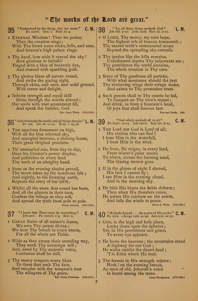 The Clifton Chapel Collection of "Psalms, Hymns, and Spiritual Songs": for public, social and family worship and private devotions at the Sanitarium, Clifton Springs, N. Y. page 7
