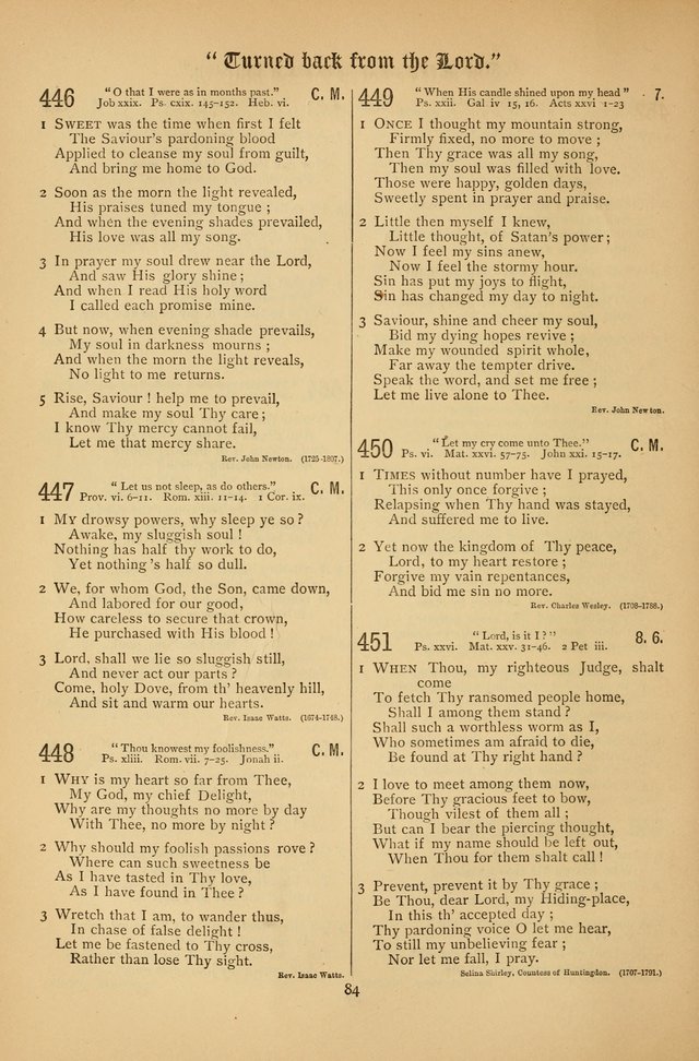 The Clifton Chapel Collection of "Psalms, Hymns, and Spiritual Songs": for public, social and family worship and private devotions at the Sanitarium, Clifton Springs, N. Y. page 84