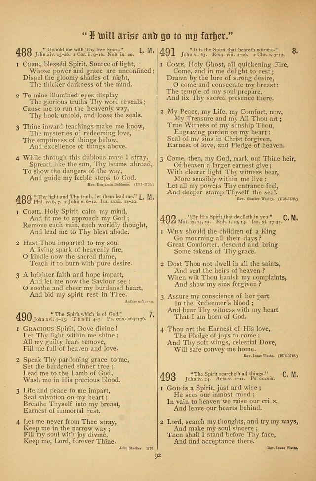 The Clifton Chapel Collection of "Psalms, Hymns, and Spiritual Songs": for public, social and family worship and private devotions at the Sanitarium, Clifton Springs, N. Y. page 92