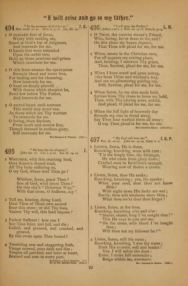 The Clifton Chapel Collection of "Psalms, Hymns, and Spiritual Songs": for public, social and family worship and private devotions at the Sanitarium, Clifton Springs, N. Y. page 93