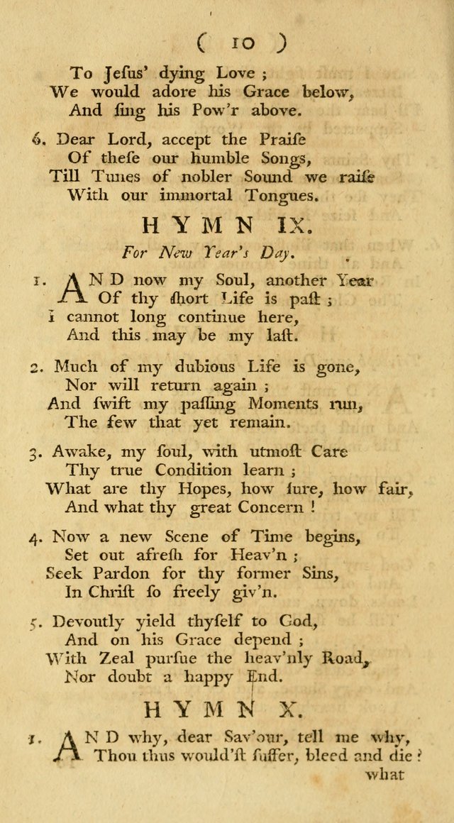 The Christians Duty, exhibited, in a series of Hymns: collected from various authors, designed for the worship of God, and for the edification of Christians (1st Ed.) page 10