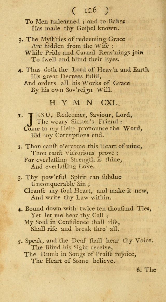 The Christians Duty, exhibited, in a series of Hymns: collected from various authors, designed for the worship of God, and for the edification of Christians (1st Ed.) page 126