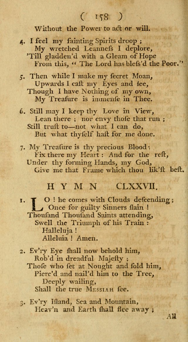 The Christians Duty, exhibited, in a series of Hymns: collected from various authors, designed for the worship of God, and for the edification of Christians (1st Ed.) page 158