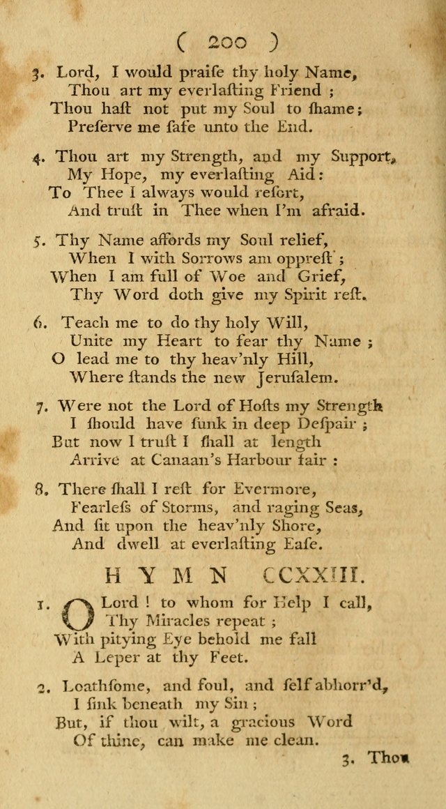 The Christians Duty, exhibited, in a series of Hymns: collected from various authors, designed for the worship of God, and for the edification of Christians (1st Ed.) page 200