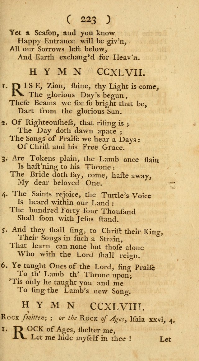 The Christians Duty, exhibited, in a series of Hymns: collected from various authors, designed for the worship of God, and for the edification of Christians (1st Ed.) page 223