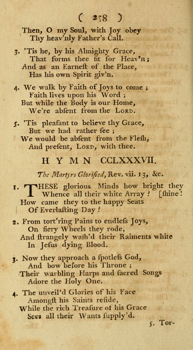 The Christians Duty, exhibited, in a series of Hymns: collected from various authors, designed for the worship of God, and for the edification of Christians (1st Ed.) page 258