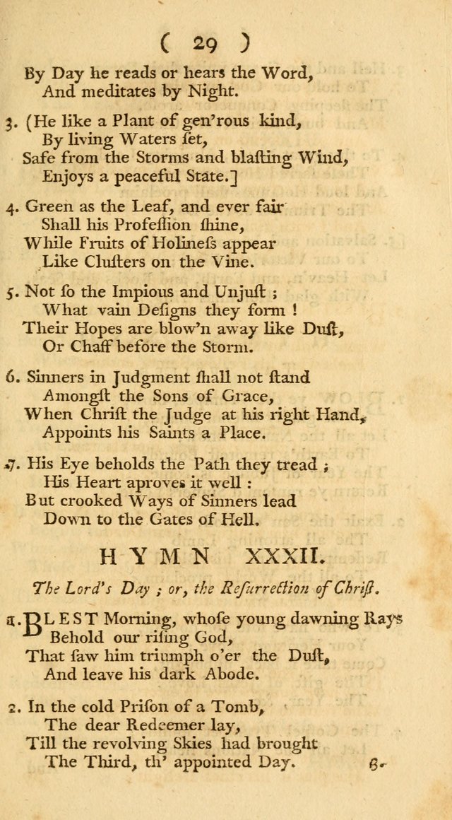 The Christians Duty, exhibited, in a series of Hymns: collected from various authors, designed for the worship of God, and for the edification of Christians (1st Ed.) page 29