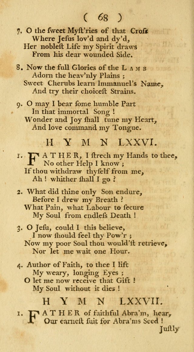 The Christians Duty, exhibited, in a series of Hymns: collected from various authors, designed for the worship of God, and for the edification of Christians (1st Ed.) page 68