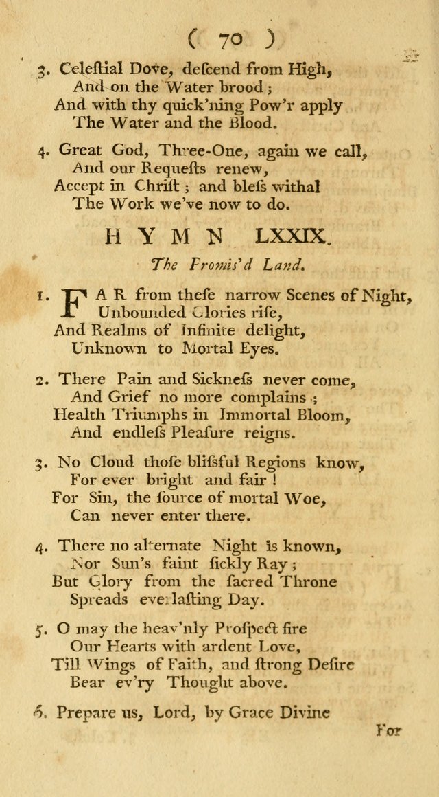 The Christians Duty, exhibited, in a series of Hymns: collected from various authors, designed for the worship of God, and for the edification of Christians (1st Ed.) page 70