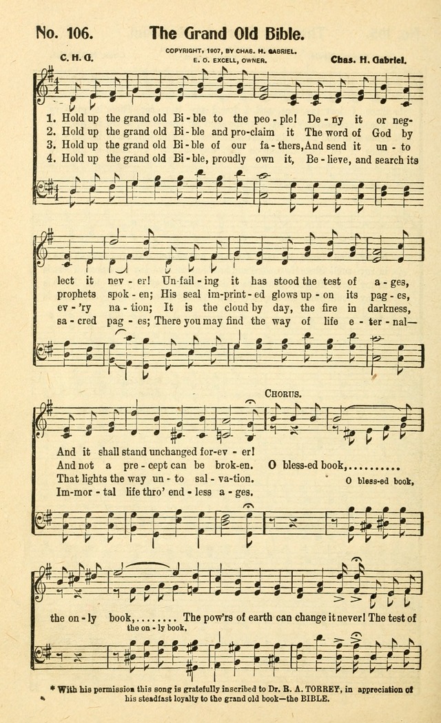 Christian Gospel Hymns: for church, Sunday school, and evangelistic meetings: contains the cream of all the old songs, and the very best of all the new page 106