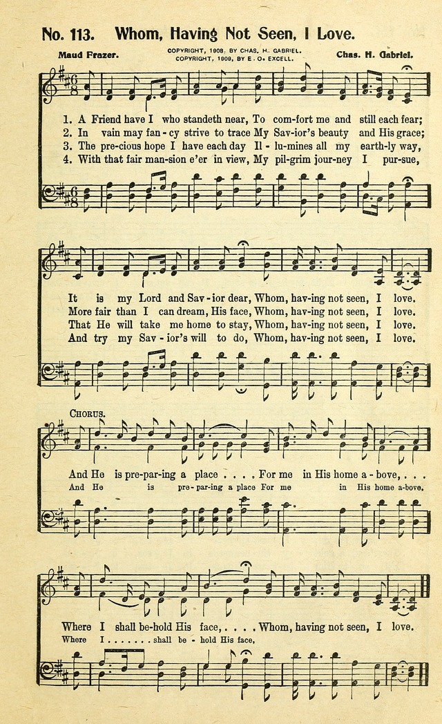 Christian Gospel Hymns: for church, Sunday school, and evangelistic meetings: contains the cream of all the old songs, and the very best of all the new page 113