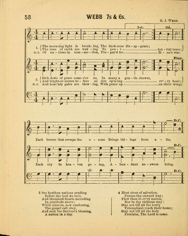 Crystal Gems for the Sabbath School: containing a choice collection of new hymns and tunes, suitable for anniversaries, and all other exercises of the Sabbath-school... page 58