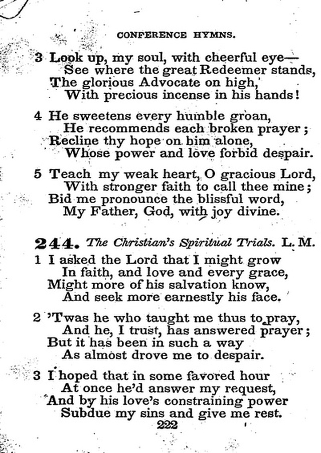 Conference Hymns. a new collection of hymns, designed especially for use in conference and prayer meetings, and family worship. page 236