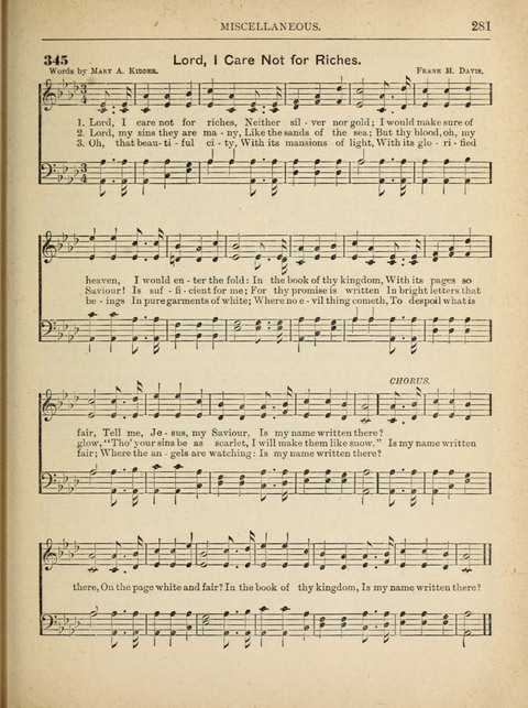 The Canadian Hymnal: a collection of hymns and music for Sunday schools, Epworth leagues, prayer and praise meetings, family circles, etc. (Revised and enlarged) page 281
