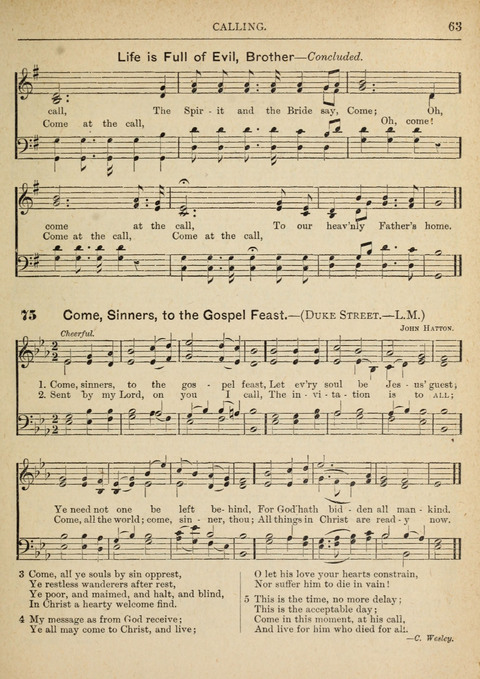The Canadian Hymnal: a collection of hymns and music for Sunday schools, Epworth leagues, prayer and praise meetings, family circles, etc. (Revised and enlarged) page 63