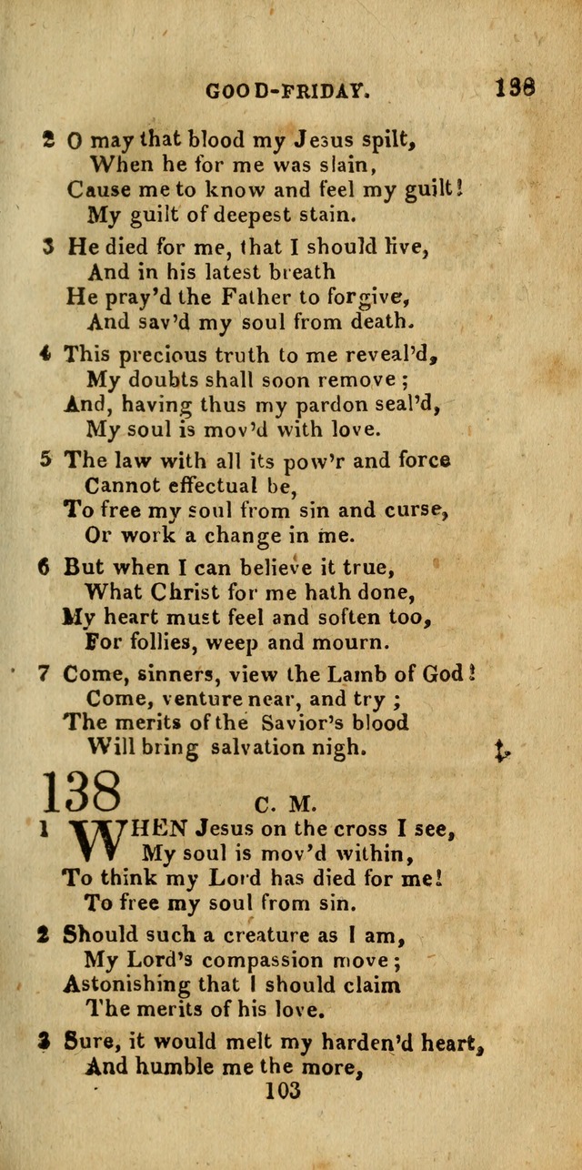 Church Hymn Book; consisting of hymns and psalms, original and selected. adapted to public worship and many other occasions. 2nd ed. page 103
