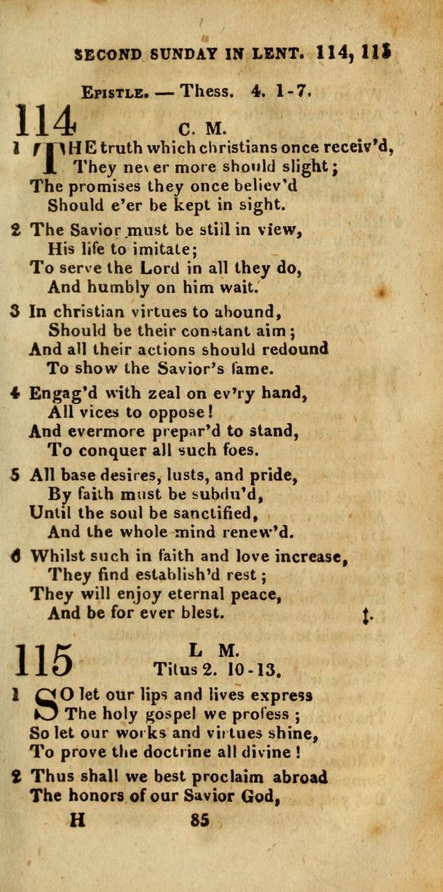 Church Hymn Book; consisting of hymns and psalms, original and selected. adapted to public worship and many other occasions. 2nd ed. page 85
