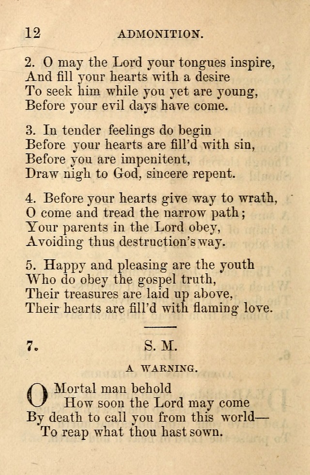 A Collection of Hymns: designed for the use of the Church of Christ page 12