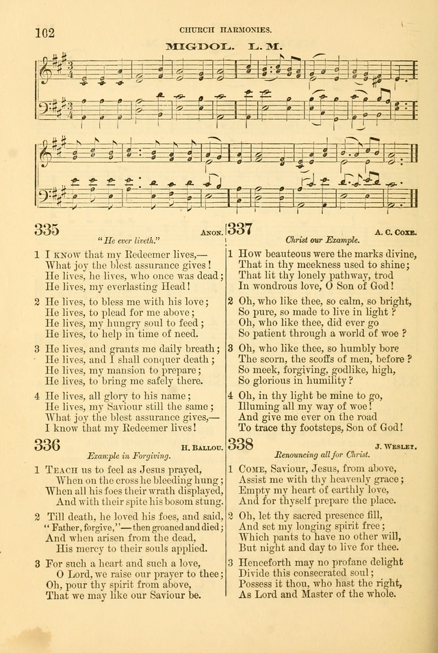 Church Harmonies: a collection of hymns and tunes for the use of Congregations page 102
