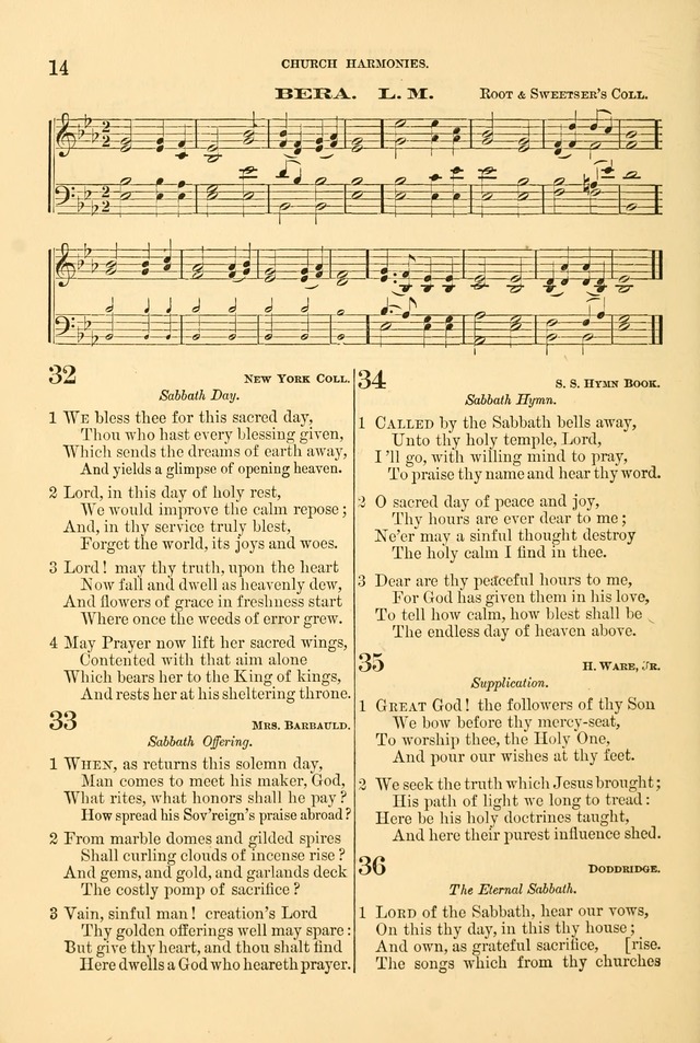 Church Harmonies: a collection of hymns and tunes for the use of Congregations page 14