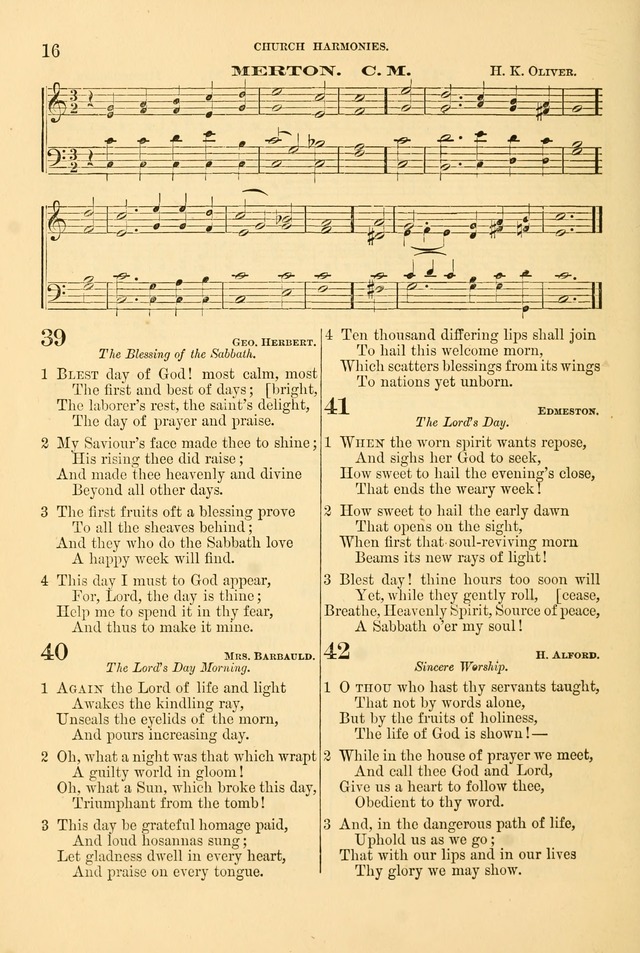 Church Harmonies: a collection of hymns and tunes for the use of Congregations page 16