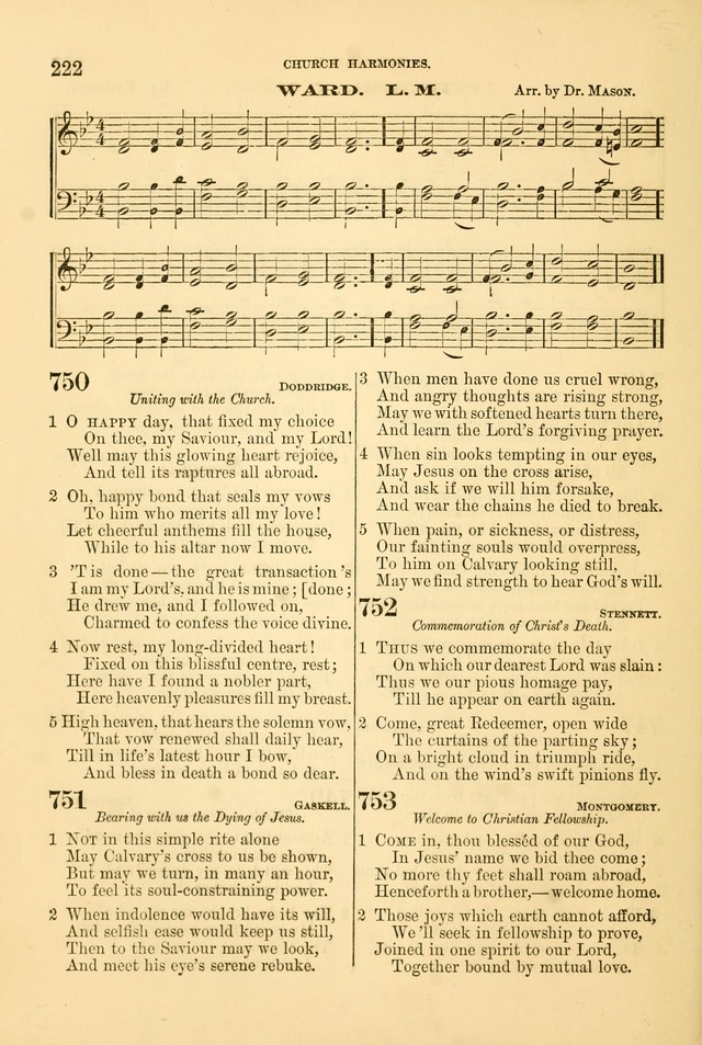 Church Harmonies: a collection of hymns and tunes for the use of Congregations page 222