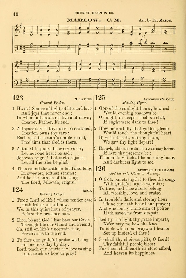 Church Harmonies: a collection of hymns and tunes for the use of Congregations page 40