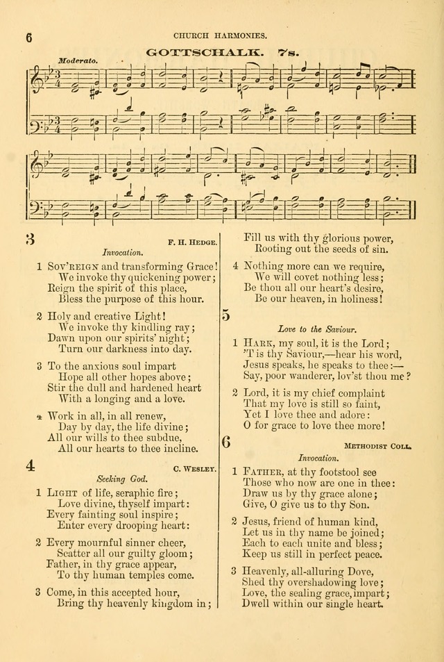 Church Harmonies: a collection of hymns and tunes for the use of Congregations page 6