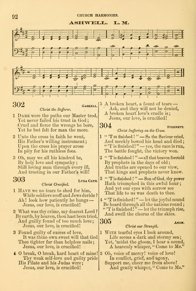Church Harmonies: a collection of hymns and tunes for the use of Congregations page 92