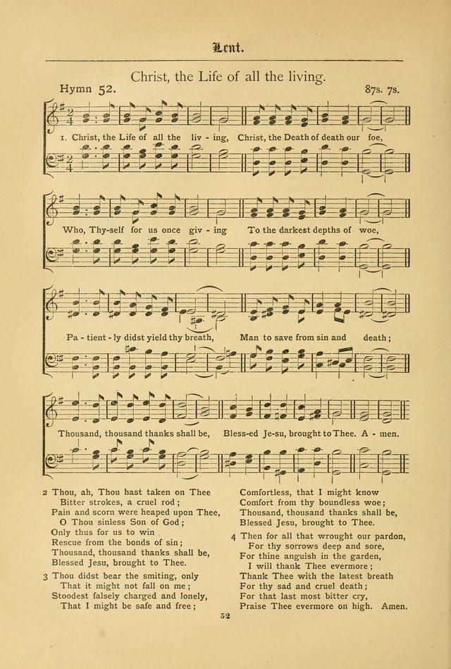 The Catholic Hymnal: containing hymns for congregational and home use, and the vesper psalms, the office of compline, the litanies, hymns at benediction, etc. page 52