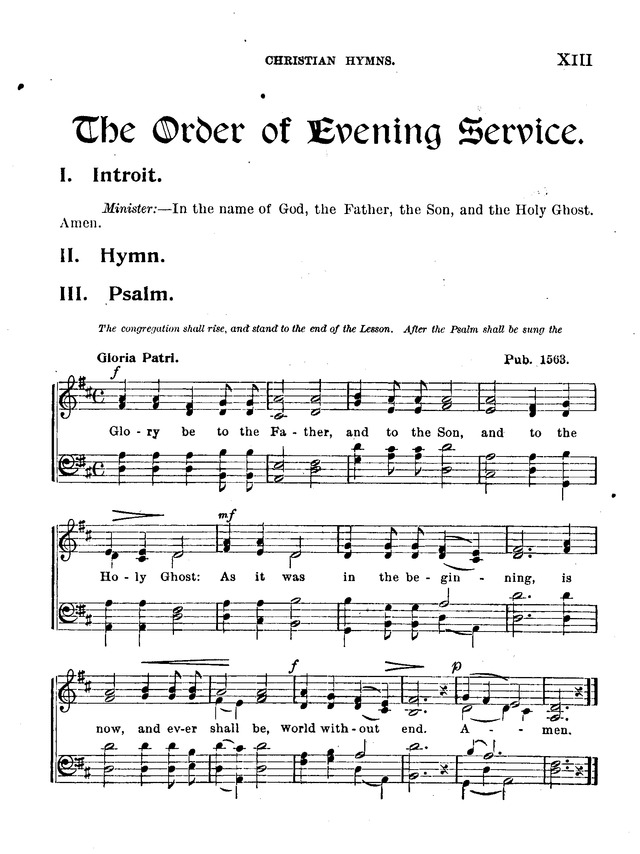 Christian Hymns: for church, school and home, with music page xiii