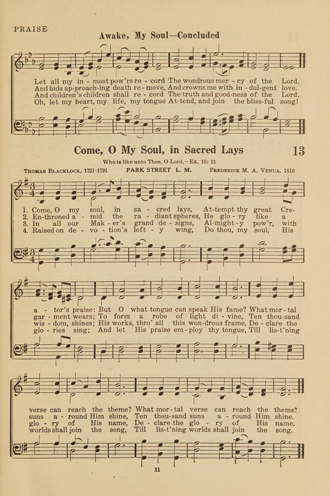 Church Hymnal, Mennonite: a collection of hymns and sacred songs suitable for use in public worship, worship in the home, and all general occasions (1st ed. ) [with Deutscher Anhang] page 11
