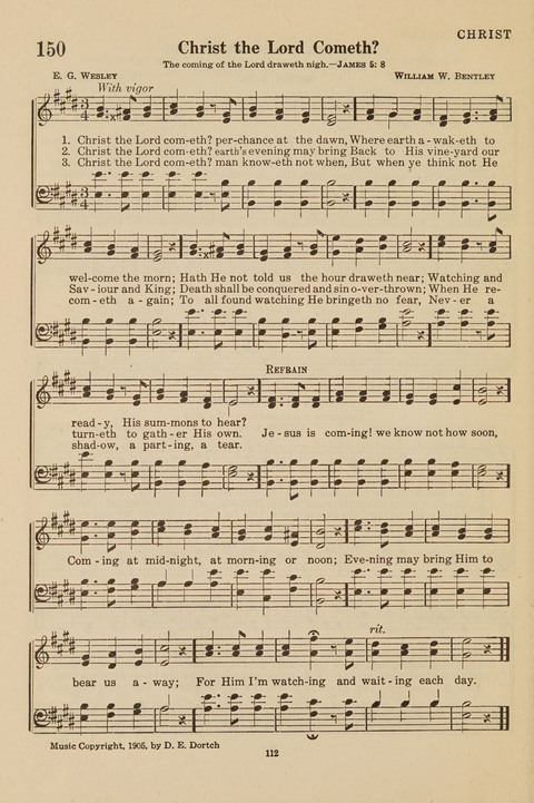 Church Hymnal, Mennonite: a collection of hymns and sacred songs suitable for use in public worship, worship in the home, and all general occasions (1st ed. ) [with Deutscher Anhang] page 112