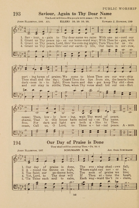 Church Hymnal, Mennonite: a collection of hymns and sacred songs suitable for use in public worship, worship in the home, and all general occasions (1st ed. ) [with Deutscher Anhang] page 142