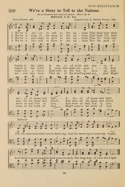 Church Hymnal, Mennonite: a collection of hymns and sacred songs suitable for use in public worship, worship in the home, and all general occasions (1st ed. ) [with Deutscher Anhang] page 230