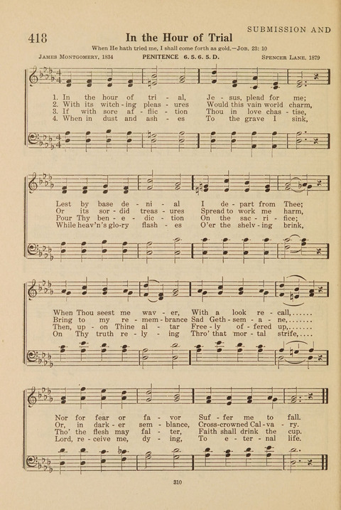 Church Hymnal, Mennonite: a collection of hymns and sacred songs suitable for use in public worship, worship in the home, and all general occasions (1st ed. ) [with Deutscher Anhang] page 310