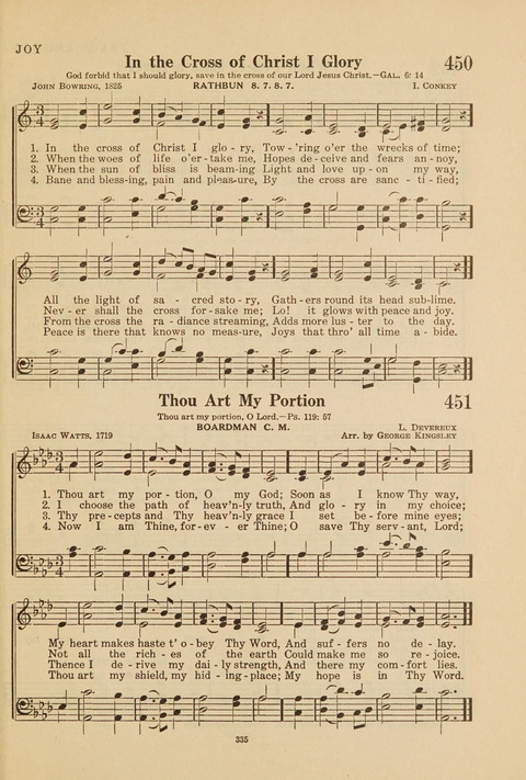 Church Hymnal, Mennonite: a collection of hymns and sacred songs suitable for use in public worship, worship in the home, and all general occasions (1st ed. ) [with Deutscher Anhang] page 335