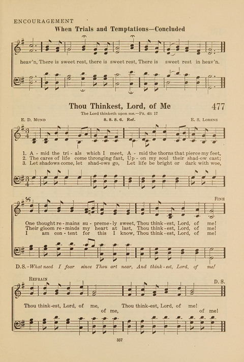 Church Hymnal, Mennonite: a collection of hymns and sacred songs suitable for use in public worship, worship in the home, and all general occasions (1st ed. ) [with Deutscher Anhang] page 357