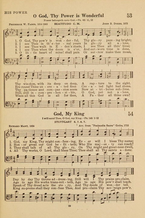 Church Hymnal, Mennonite: a collection of hymns and sacred songs suitable for use in public worship, worship in the home, and all general occasions (1st ed. ) [with Deutscher Anhang] page 39
