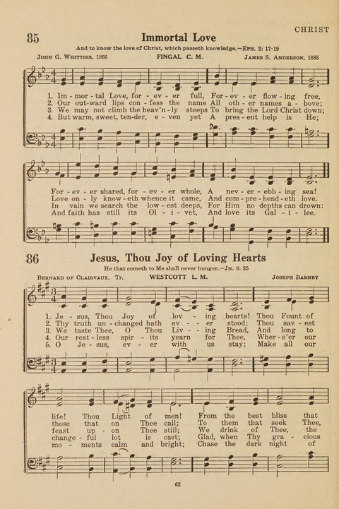 Church Hymnal, Mennonite: a collection of hymns and sacred songs suitable for use in public worship, worship in the home, and all general occasions (1st ed. ) [with Deutscher Anhang] page 62