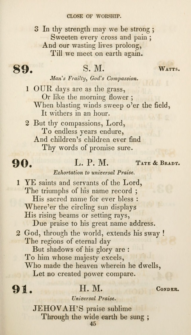 Christian Hymns for Public and Private Worship: a collection compiled  by a committee of the Cheshire Pastoral Association (11th ed.) page 45
