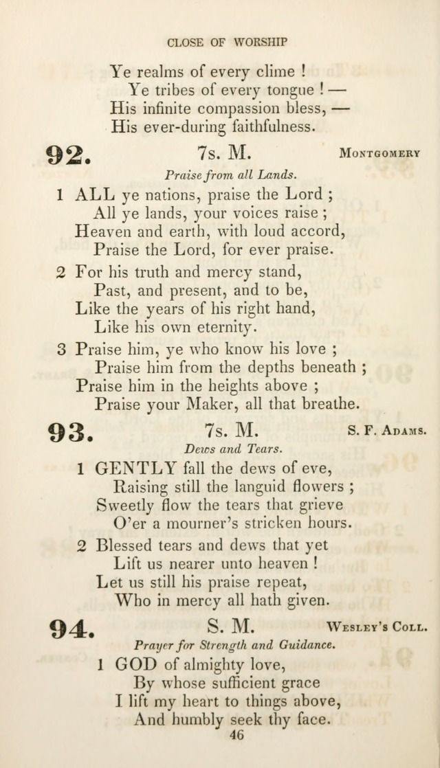 Christian Hymns for Public and Private Worship: a collection compiled  by a committee of the Cheshire Pastoral Association (11th ed.) page 46