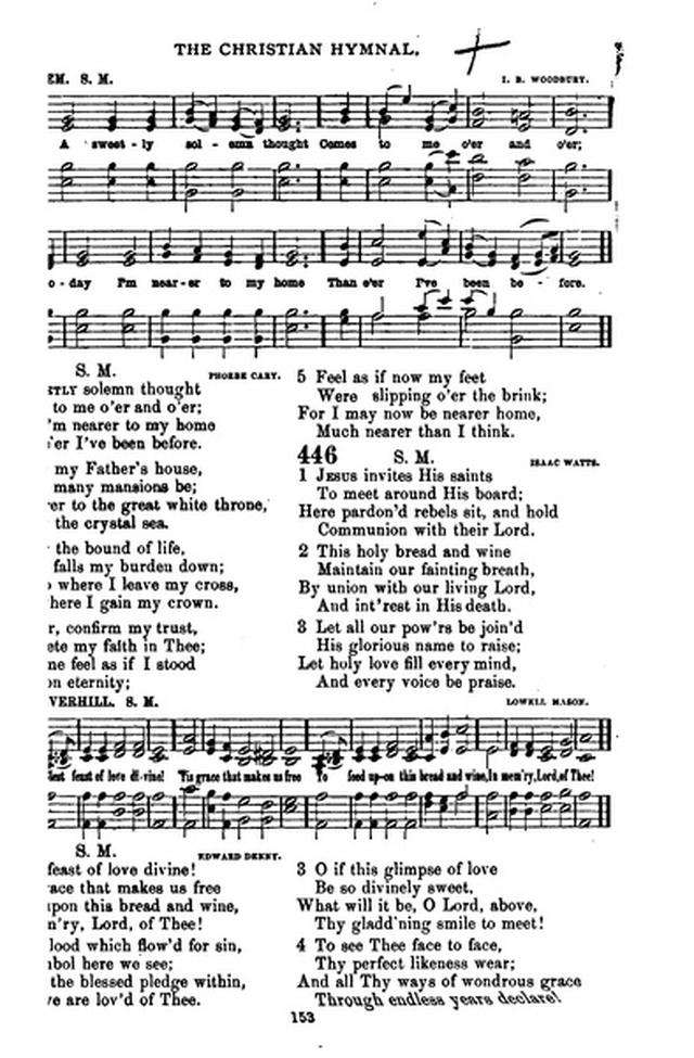 The Christian hymnal: a collection of hymns and tunes for congregational and social worship; in two parts (Rev.) page 153