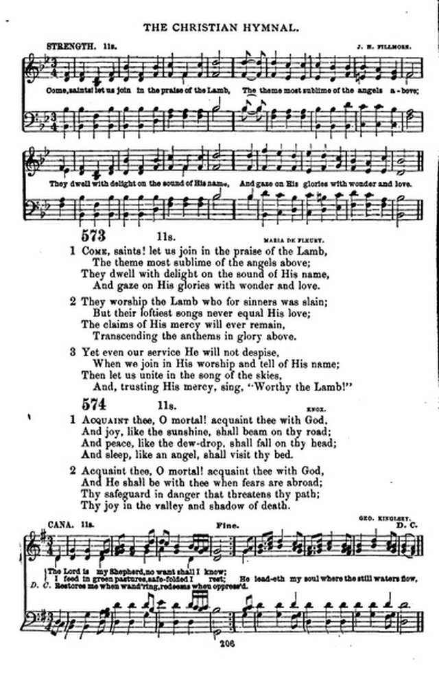 The Christian hymnal: a collection of hymns and tunes for congregational and social worship; in two parts (Rev.) page 206